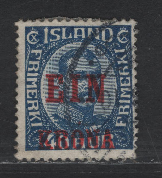 Lot 386 Iceland #150 1k On 40a Dark Blue, 1926 Surcharges Issue, A Fine Used Single