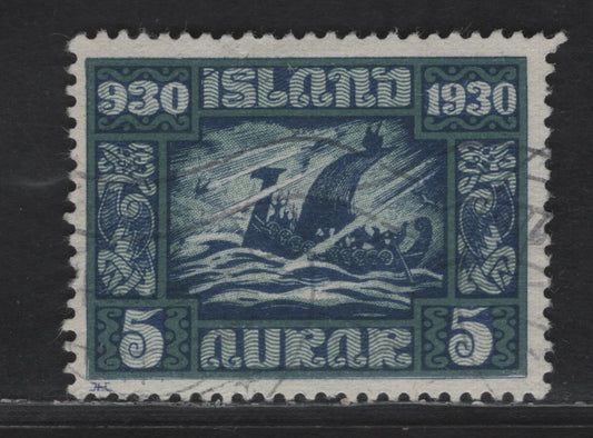 Lot 388 Iceland #153 5a Dark Blue & Slate Green, 1930 Millenary Of Icelandic Parliament Issue, A Very Fine Used Single