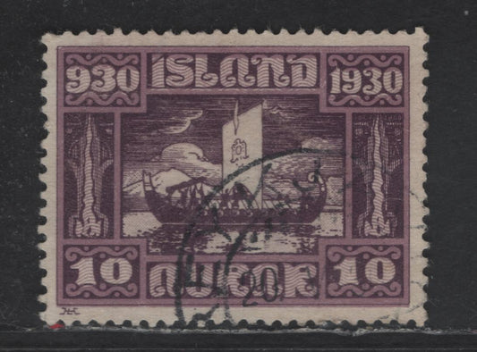 Lot 389 Iceland #155 10a Dark Violet & Lilac, 1930 Millenary Of Icelandic Parliament Issue, A Very Fine Used Single