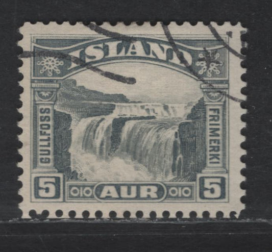 Lot 391 Iceland #170(Facit #194c1) 5a Green, 1931-1932 Golden Falls Issue, A Very Fine Used Single Comb Perf 14 With Small Corner Teeth From A Booklet