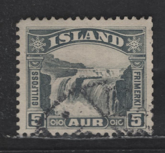 Lot 392 Iceland #170(Facit # 194C2R) 5a Dark Grey, 1931-1932 Golden Falls Issue, A Fine Used Single Coil Stamp With Comb Perf