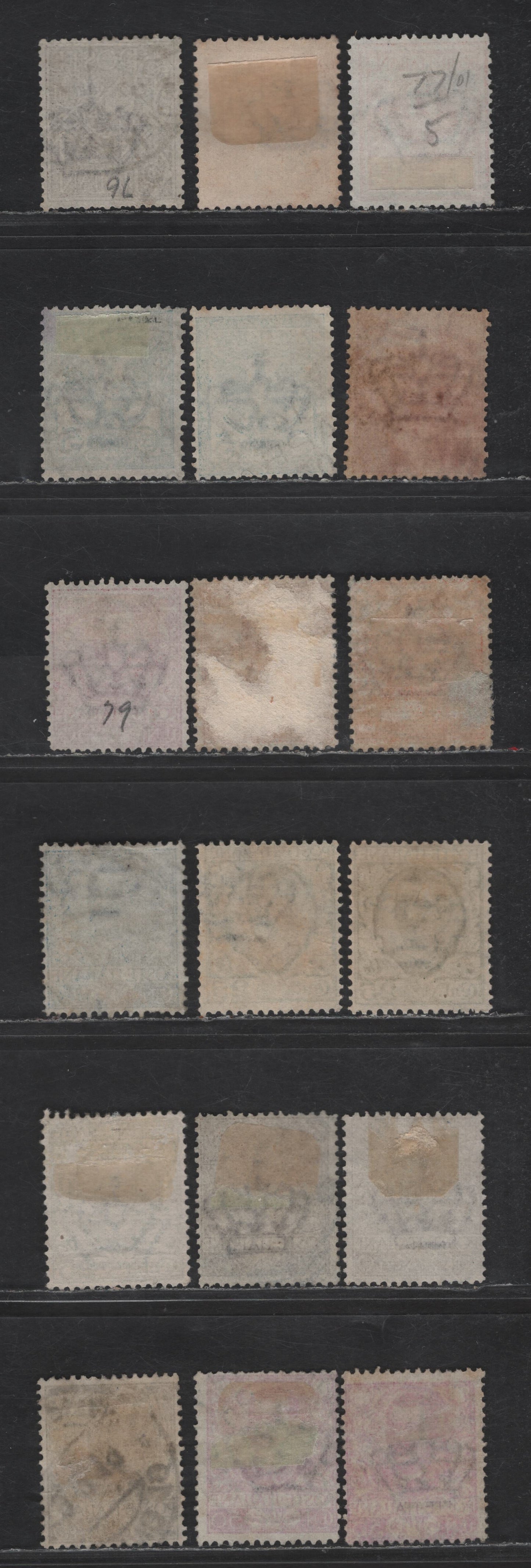 Lot 217 Italy SC#76-85 1c - 50c Brown - Violet Victor Emmanuel III, 1901-1926 Victor Emmanuel III Issue, 18 Very Good/Fine/Very Fine Used Singles, Shade Variations