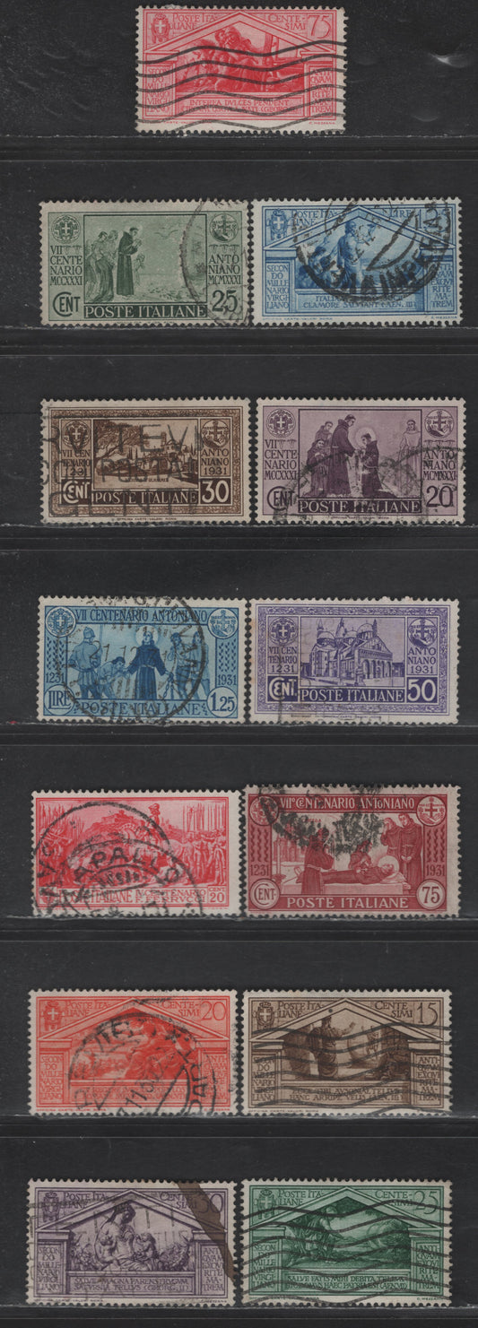 Lot 229 Italy SC#242. 248-251. 253-254. 258-263 20c - 75c Rose Red - Brown Red Ferucci - Anthony of Padva, 1930-1931 Ferucci - Anthony of Padva issues, 13 Fine/Very Fine Used Singles