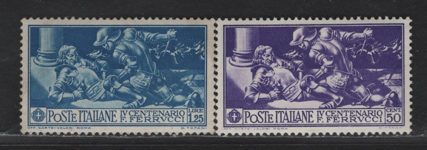 Lot 230 Italy SC#244-245 50c - 1.25l Purple - Deep Blue Francesco Ferrucci, 1930 Francesco Ferrucci Issue, 2 VFOG Singles