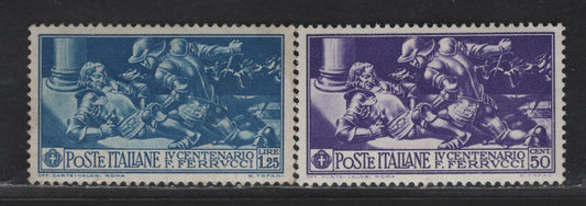 Lot 230 Italy SC#244-245 50c - 1.25l Purple - Deep Blue Francesco Ferrucci, 1930 Francesco Ferrucci Issue, 2 VFOG Singles