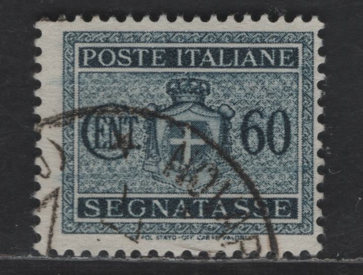 Lot 240 Italy SC#J35 60c Slate Black Numeral & Arms, 1934 Postage Due, A Fine Used Single