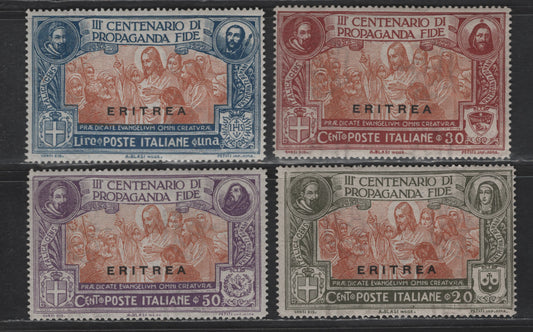 Lot 270 Eritrea SC#65-68 20c - 1l Olive Green & Brown Orange - Blue & Brown Orange Propagation of the Faith, 1923 Propagation of the Faith Issue, 4 F/VFNH Singles, Light Gum Disturbance On Two High Values, Counted As Hinged