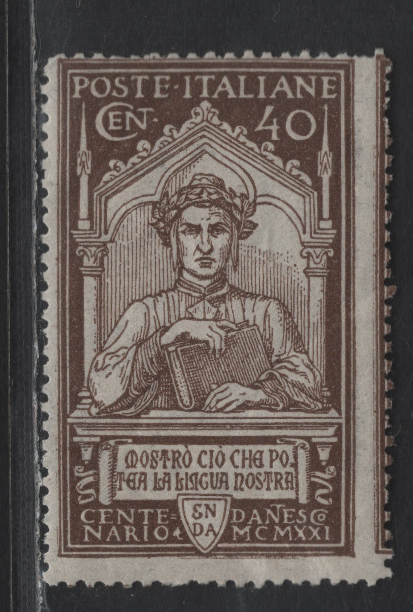 Lot 296 Italy SC#135 40c Brown Death Of Dante, 1921 600th Death Anniv of Dante Issue, A FNH Single