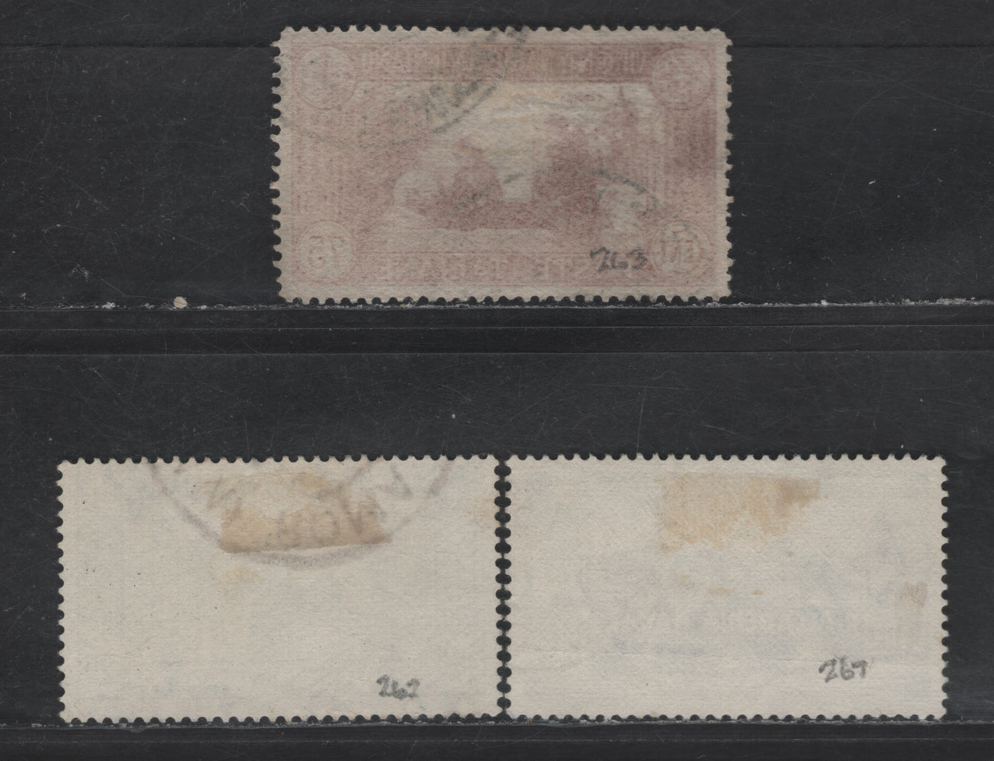 Lot 299 Italy SC#262-263, 267 1.25 - 75c Blue - Brown Red St. Anthony of Padua - Royal Naval Academy, 1931 St. Anthony of Padua - Royal Naval Academy Issues, 3 Very Fine Used Singles, 75c is Perf 14