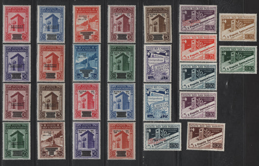 Lot 316 San Marino SC#203-210, 213-224, 228-234 10c - 75c Deep Green - Carmine Rose The Press - Provisional Government, 1943 The Press - Provisional Government Issues, 27 VFOG Singles