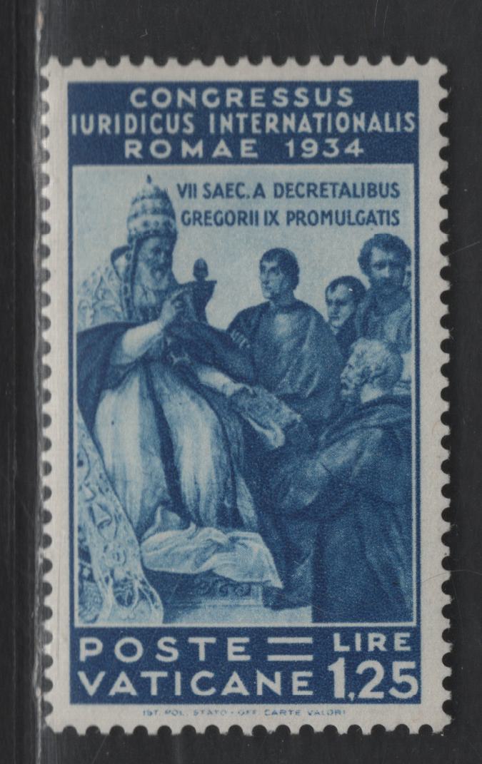 Lot 380 Vatican City #46 1.25L Dark Blue, 1935 Juridicial Congress Issue, A VFOG Single