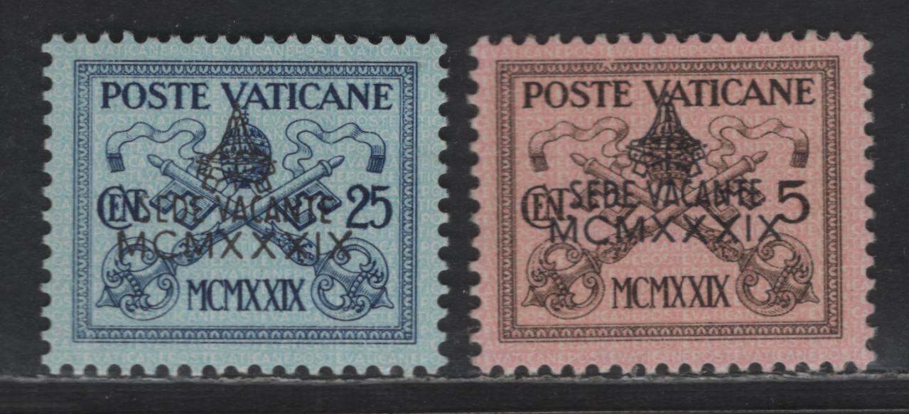 Lot 387 Vatican City #61, 64 5c, 25c, 1939 Interregrum Issue, 2 VFOG Singles
