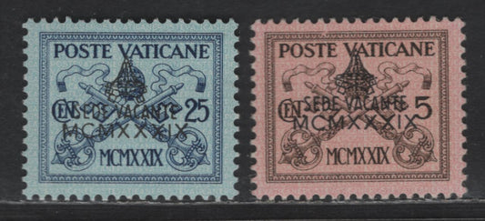 Lot 387 Vatican City #61, 64 5c, 25c, 1939 Interregrum Issue, 2 VFOG Singles