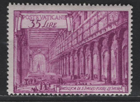Lot 394 Vatican City #129 35L Red Violet, 1949 Basilicas Issue, A FOG Single Perf 14