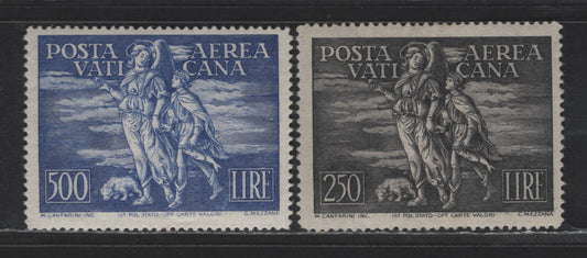 Lot 403 Vatican City #C16-C17 250L Sepia & 300 Ultramarine, 1948 Archangel Raphael & Tobias Airmail Issue, 2 F & VF OG Singles