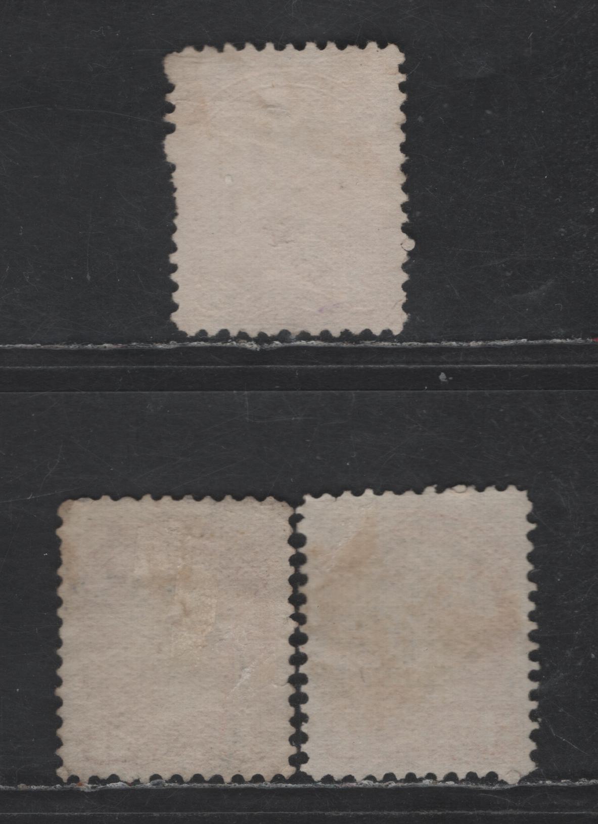 Lot 425 Canada SC#37ii-iii 3c Dull Red & Dull Orange Red Queen Victoria, 1870-1893 Small Queen Issue, 3 Fine Used Singles, Mid Montreal Printings, Paper MM-B, No Pos. Dots, Perf 11.75x12