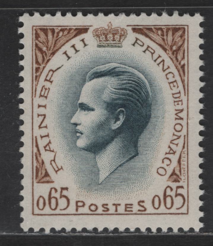 Lot 196 Monaco SC#465 65c Yellow Brown & Slate Prince Rainier III, 1960 Prince Rainier III Issue, A VFNH Single