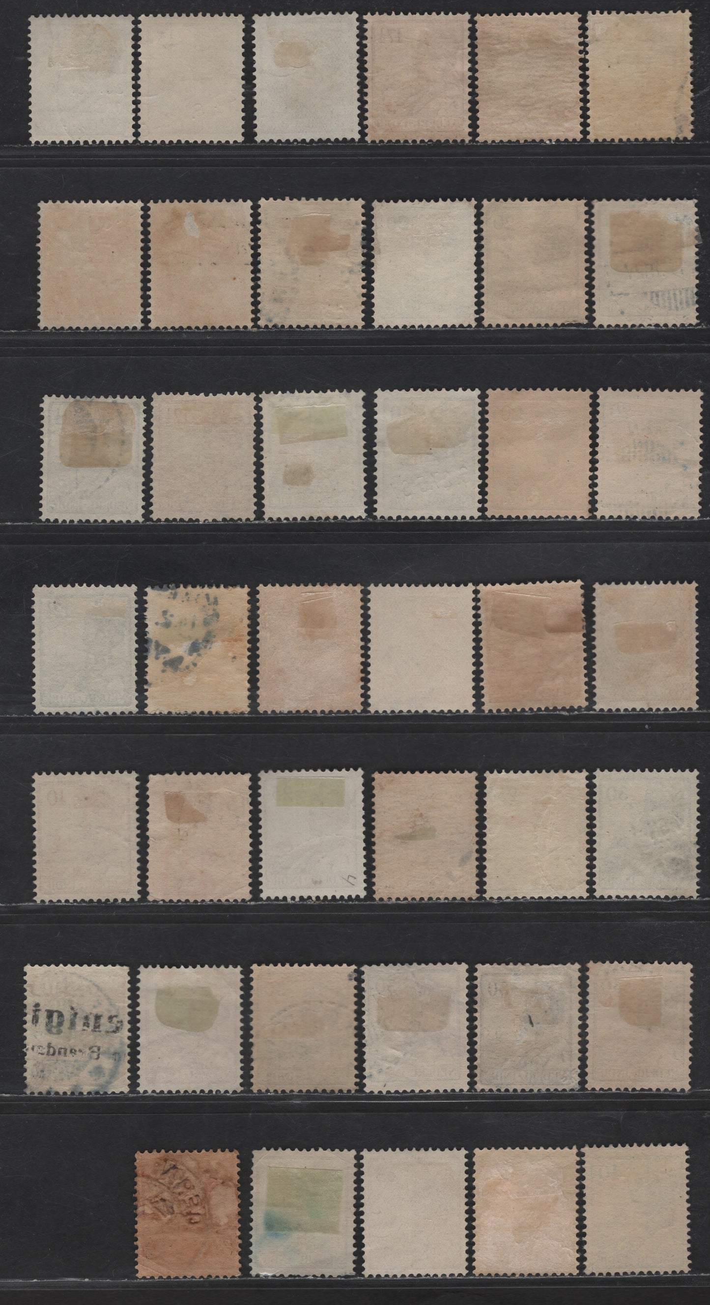 Lot 229 Netherlands Indies SC#117-130 10c - 40c Carmine - Green Queen Wilhelmina, 1912-1940 Queen Wilhelmina Keyplates Issue, 41 Fine/Very Fine Used Singles, Non-Soluable Ink, Numerous Shade Varieties