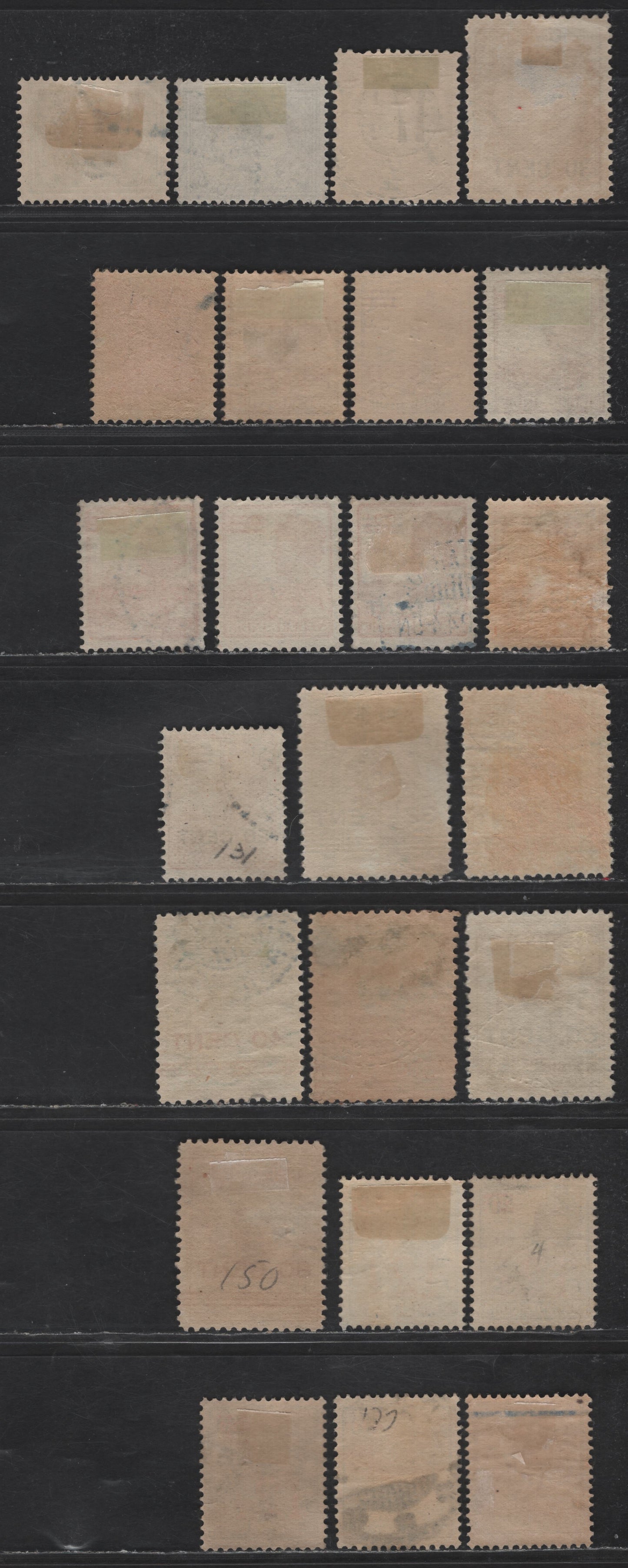 Lot 232 Netherlands Indies SC#137-140, 144-150, 147a, 158 1/2c on 2.5c - 80c on 1g Green - Brown Queen Wilhelmina, 1917-1937 Queen Wilhelmina Engraved High Value Issue, 24 Very Fine Used Singles, Shade & Surcharge Ink Variations