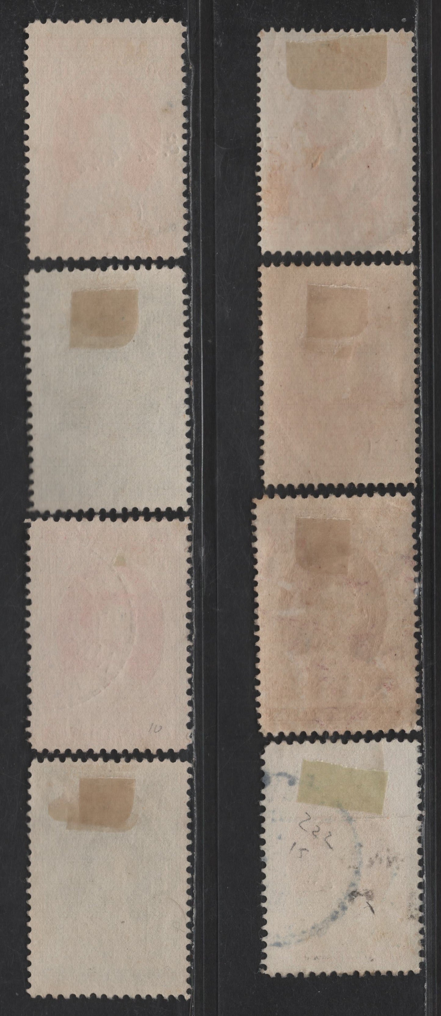 Lot 233 Netherlands Indies SC#151-153, 154b-c, 155, 157 5c - 1g Myrtle Green - Brown Violet Queen Wilhelmina - Prince William I, 1923 Queen Wilhelmina's Ascension & Birth of Prince William I Issues, 8 Fine/Very Fine Used Singles, Perf Variations