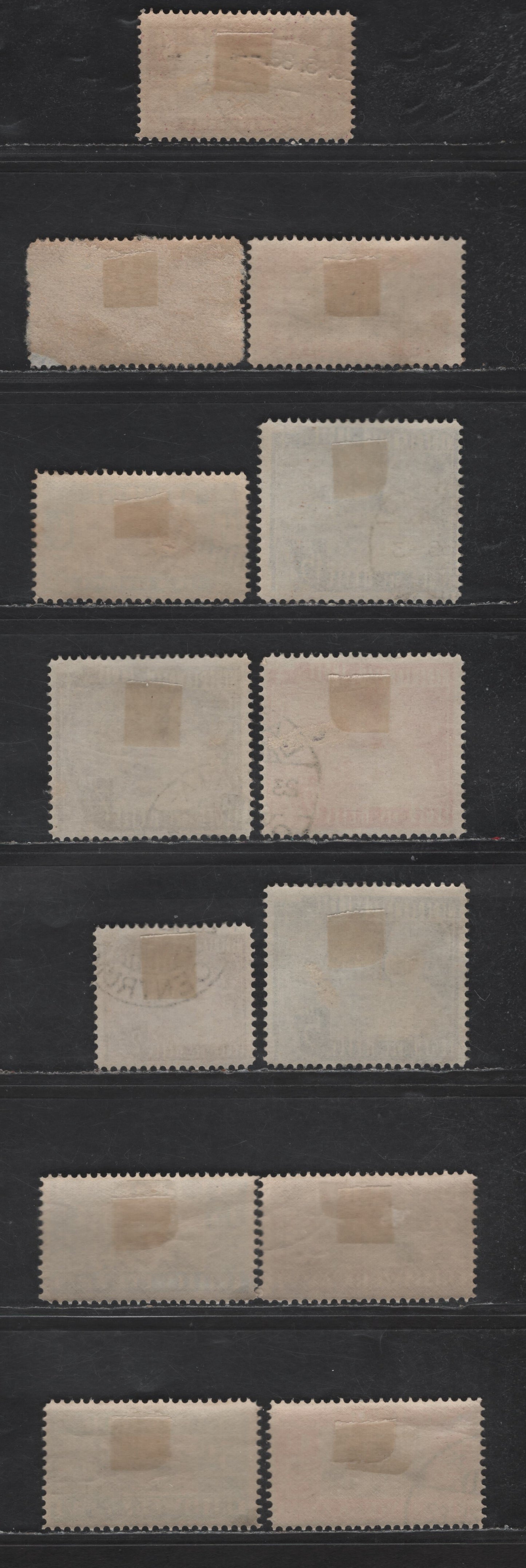 Lot 243 Netherlands Indies SC#B12-B19, B25-B29 2c+1c - 15c+5c Deep Violet & Bistre - Bright Blue Salvation Army, 1932-1936 Salvation Army Semi Postal Issues, 13 Fine/Very Fine Used Singles