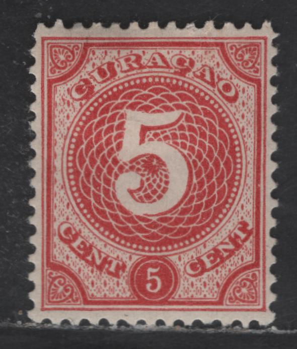 Lot 294 Netherlands Antilles SC#17 5c Rose Red Numeral, 1889 Numeral Issue, A VFOG Single