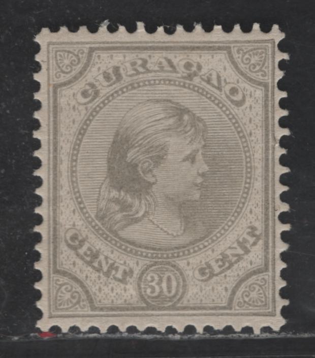Lot 298 Netherlands Antilles SC#23 30c - 20c on 30c Gray Queen Wilhelmina, 1892-1896 Queen Wilhelmina Issue, A VFNH Single
