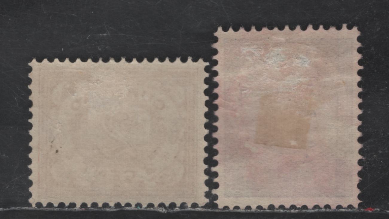 Lot 306 Netherlands Antilles SC#31, 37 2c - 12.5c Yellow Brown - Deep Blue Numeral - Queen Wilhelmina, 1904-1908 Numeral & Queen Wilhelmina Issues, 2 VFOG Singles, Cross Hatched Background