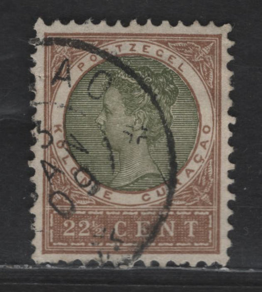 Lot 310 Netherlands Antilles SC#39 22.5c Brown & Olive Queen Wilhelmina, 1904-1908 Queen Wilhelmina Issue, A Very Fine Used Singles