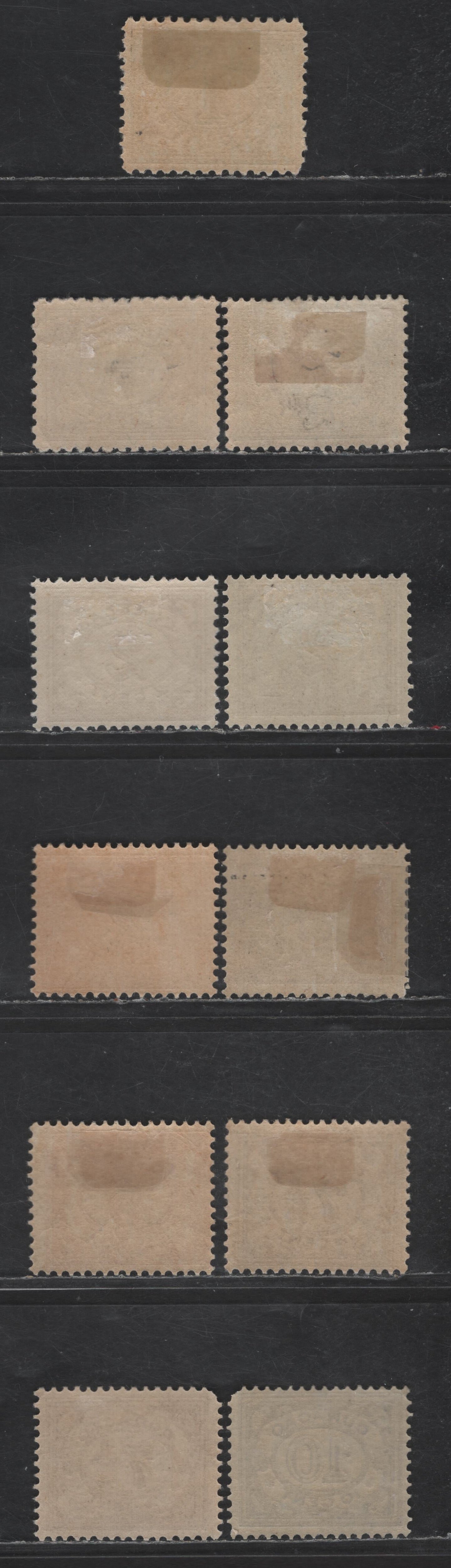 Lot 312 Netherlands Antilles SC#45-47, 50, 52, 55-57 1c - 10c Olive Green - Violet Numeral, 1915-1923 Numeral Issue, 11 F/VFOG Singles, White Background, Various Perfs & Shades