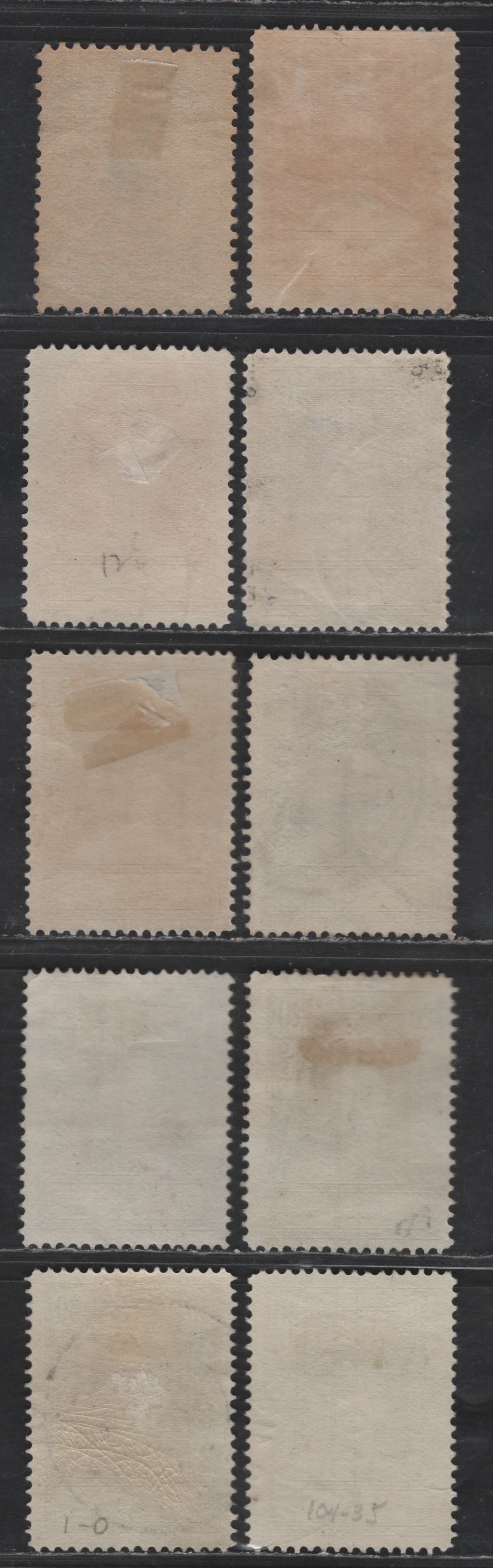 Lot 320 Netherlands Antilles SC#70, 95, 97-100, 104 50c - 30c Green - Deep Green Queen Wilhelmina, 1915-1933 Queen Wilhelmina Issue, 10 Fine/Very Fine Used Singles, Perfs 11 & 12.5, Shade Variations