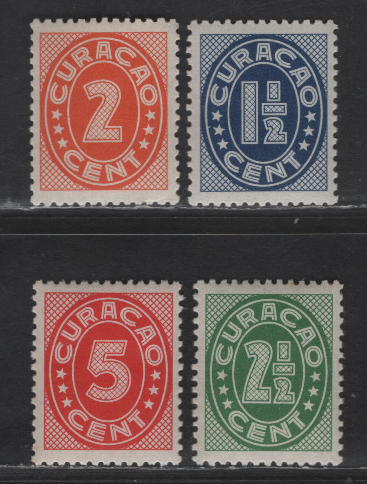 Lot 333 Netherlands Antilles SC#148-151 1.5c - 5c Dull Blue - Crimson Numeral, 1941-1942 Numeral Issue, 4 F/VFNH Singles, Thick Paper, Perf 12.5