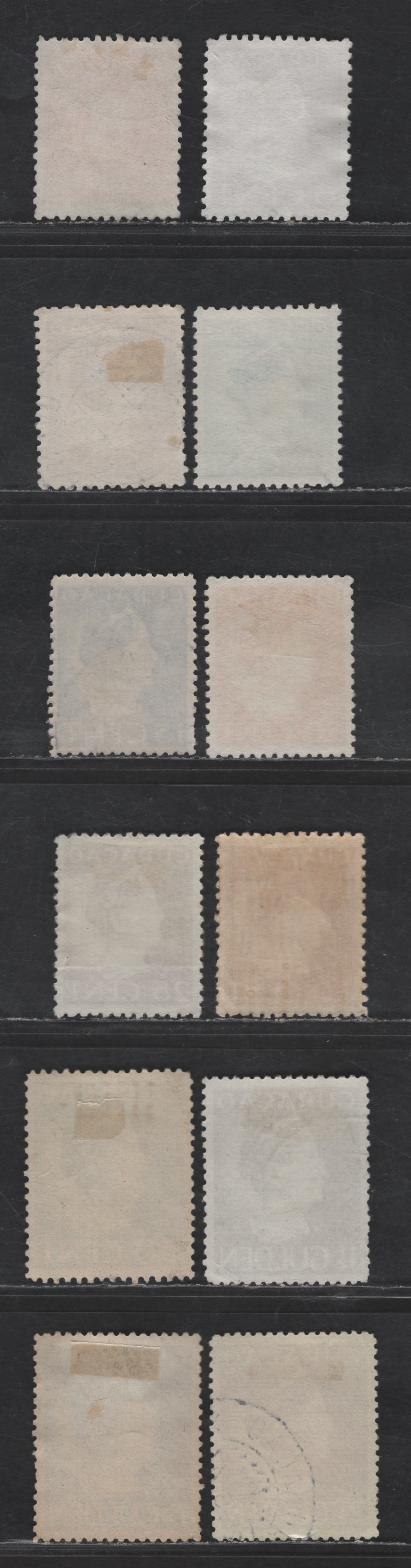 Lot 336 Netherlands Antilles SC#151-152, 154-156, 158, 160-163 5c - 2.5g Crimson - Rose Lake Queen Wilhelmina, 1941-1942 Queen Wilhelmina Issue, 12 Very Fine Used Singles, Shade Variations