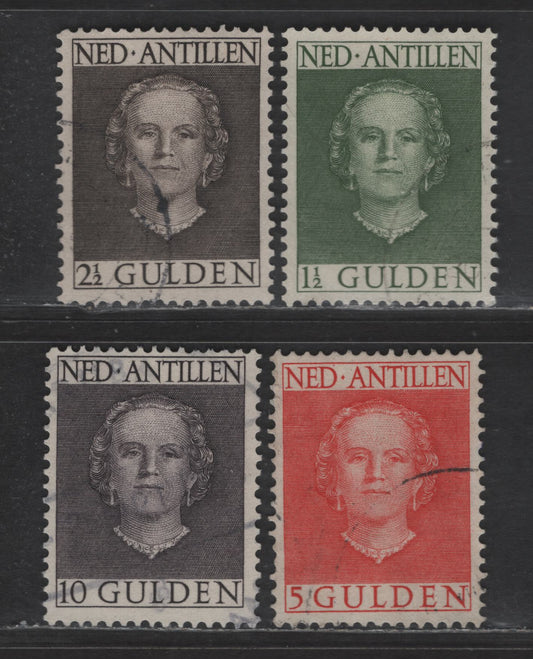 Lot 355 Netherlands Antilles SC#226-229 1.5g - 10g Slate Green - Dark Violet Brown Queen Juliana, 1950-1979 Queen Juliana Issue, 4 Very Fine Used Singles