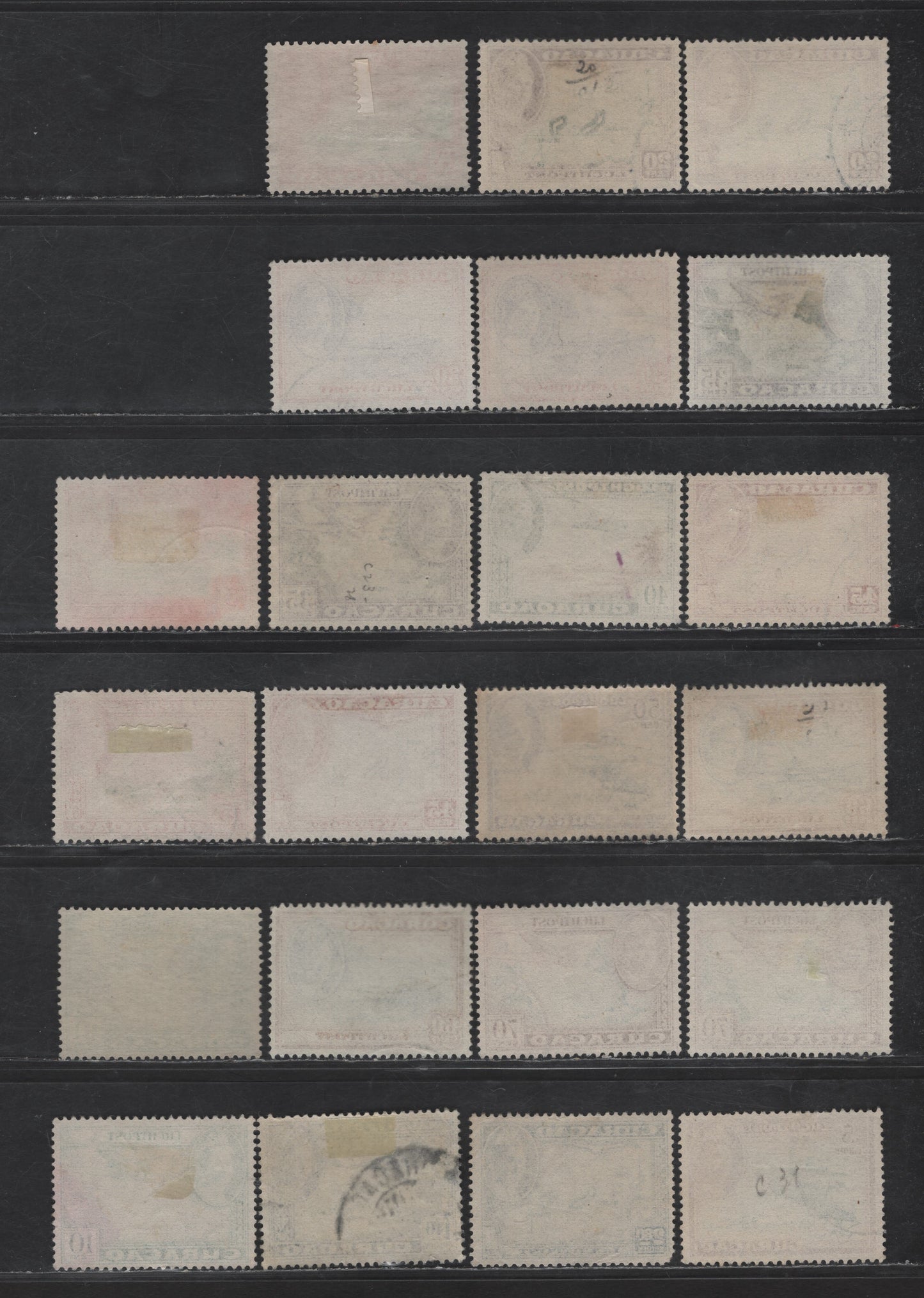 Lot 366 Netherlands Antilles SC#C18-C31 10c - 5g Green & Blue - Rose Lake & Slate Green Scenic Airmail & Queen Wilhelmina, 1942 Scenic Airmail Issue, Subtle Shade Varieties
