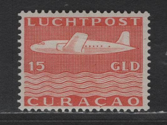 Lot 368 Netherlands Antilles SC#C49 15g Red Orange Airplane, 1947 Airmail Issue, A FOG Single
