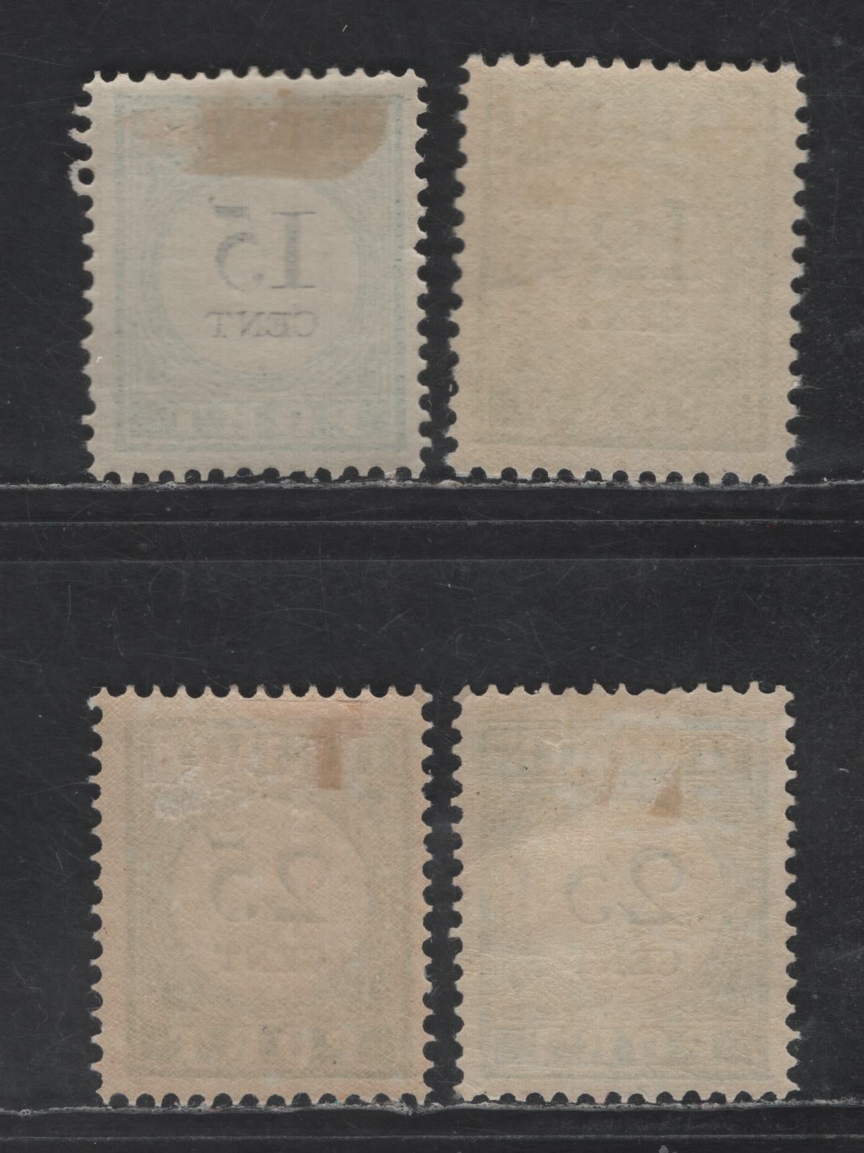 Lot 373 Netherlands Antilles SC#J15, J24, J27 15c - 25c Black & Green - Green Numerals, 1892-1944 Postage Dues, 4 F/VFOG Singles