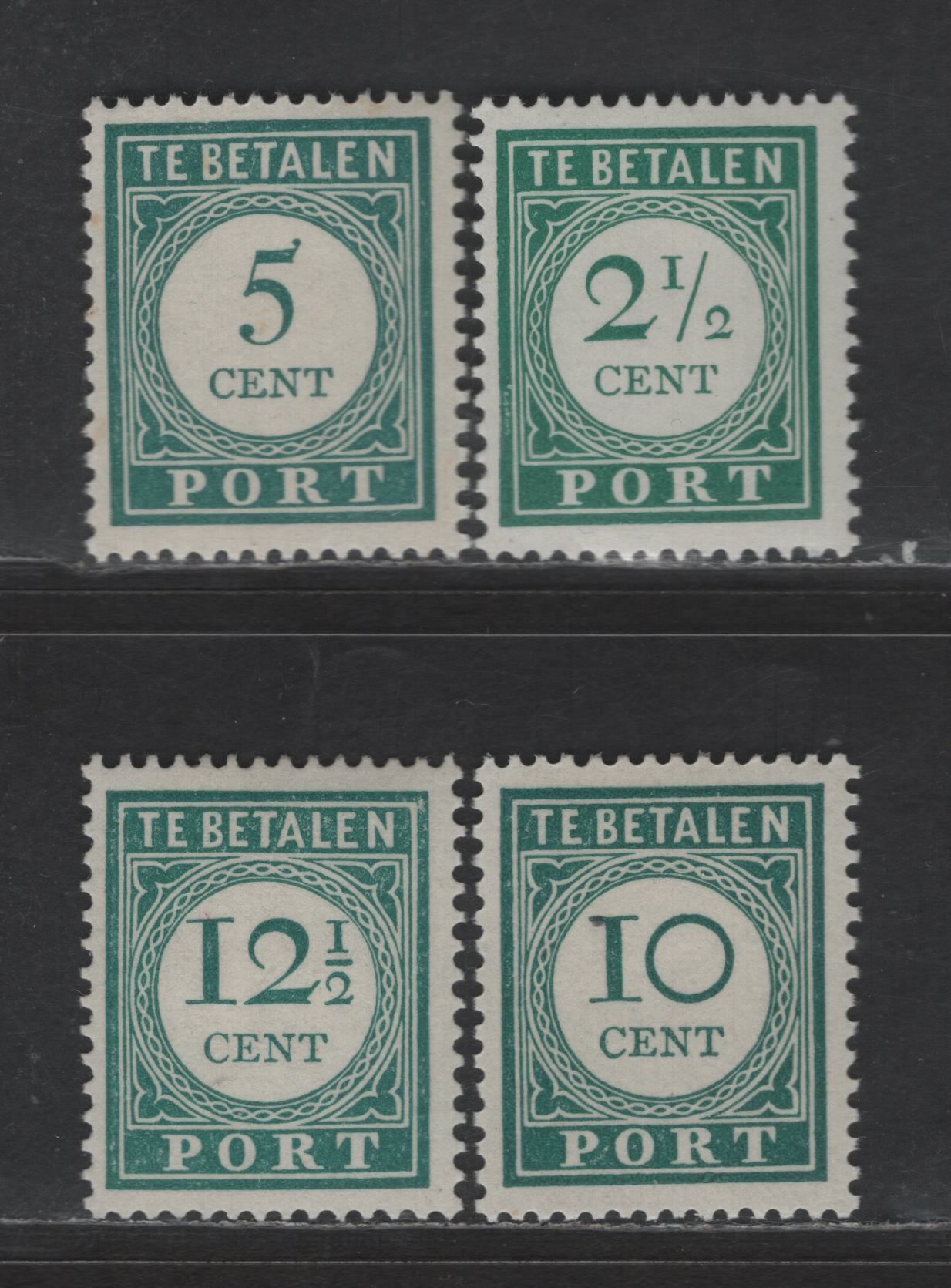Lot 374 Netherlands Antilles SC#J31-J34 2.5c - 12.5c Blue Green Numerals, 1948-1949 Postage Due, 4 VFOG Singles