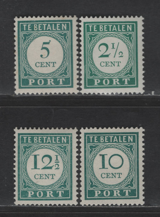 Lot 374 Netherlands Antilles SC#J31-J34 2.5c - 12.5c Blue Green Numerals, 1948-1949 Postage Due, 4 VFOG Singles