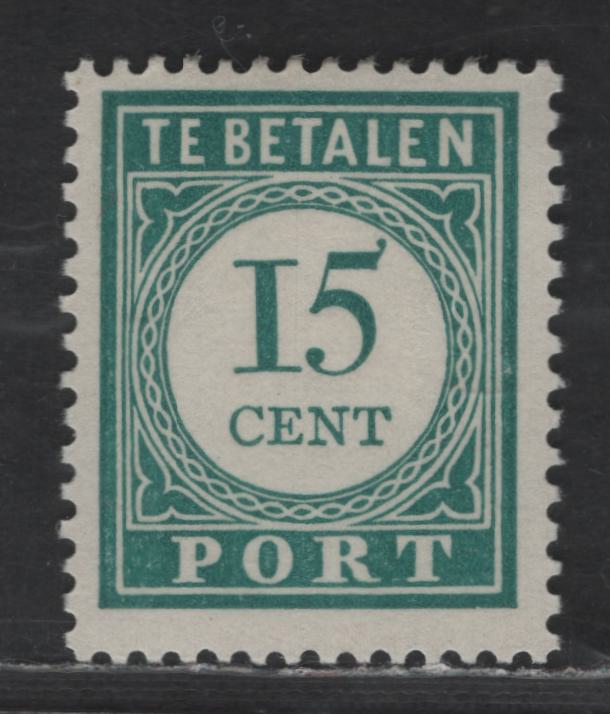 Lot 375 Netherlands Antilles SC#J35 15c Blue Green Numeral, 1948-1949 Postage Due, A FOG Single