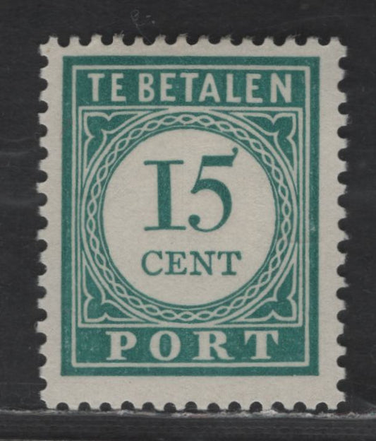 Lot 375 Netherlands Antilles SC#J35 15c Blue Green Numeral, 1948-1949 Postage Due, A FOG Single