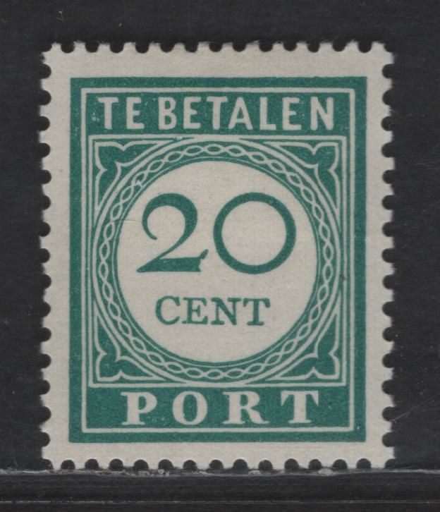 Lot 376 Netherlands Antilles SC#J36 20c Blue Green Numeral, 1948-1949 Postage Due, A VFOG Single