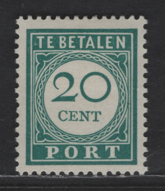 Lot 376 Netherlands Antilles SC#J36 20c Blue Green Numeral, 1948-1949 Postage Due, A VFOG Single
