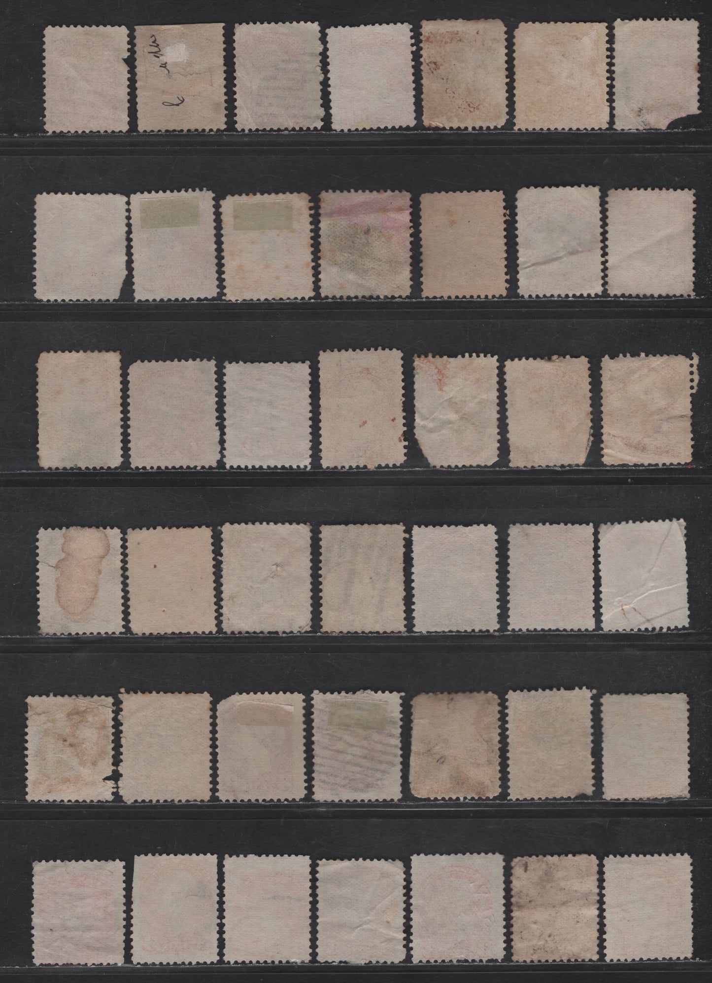 Lot 380 Canada SC#37, 37c 3c Dull Red/Reddish Orange Queen Victoria, 1870-1893 Small Queen Issue, 60 Ungraded Singles, Mid to Late Montreal Printings, Various Papers, Largely Damaged, No Pos. Dots