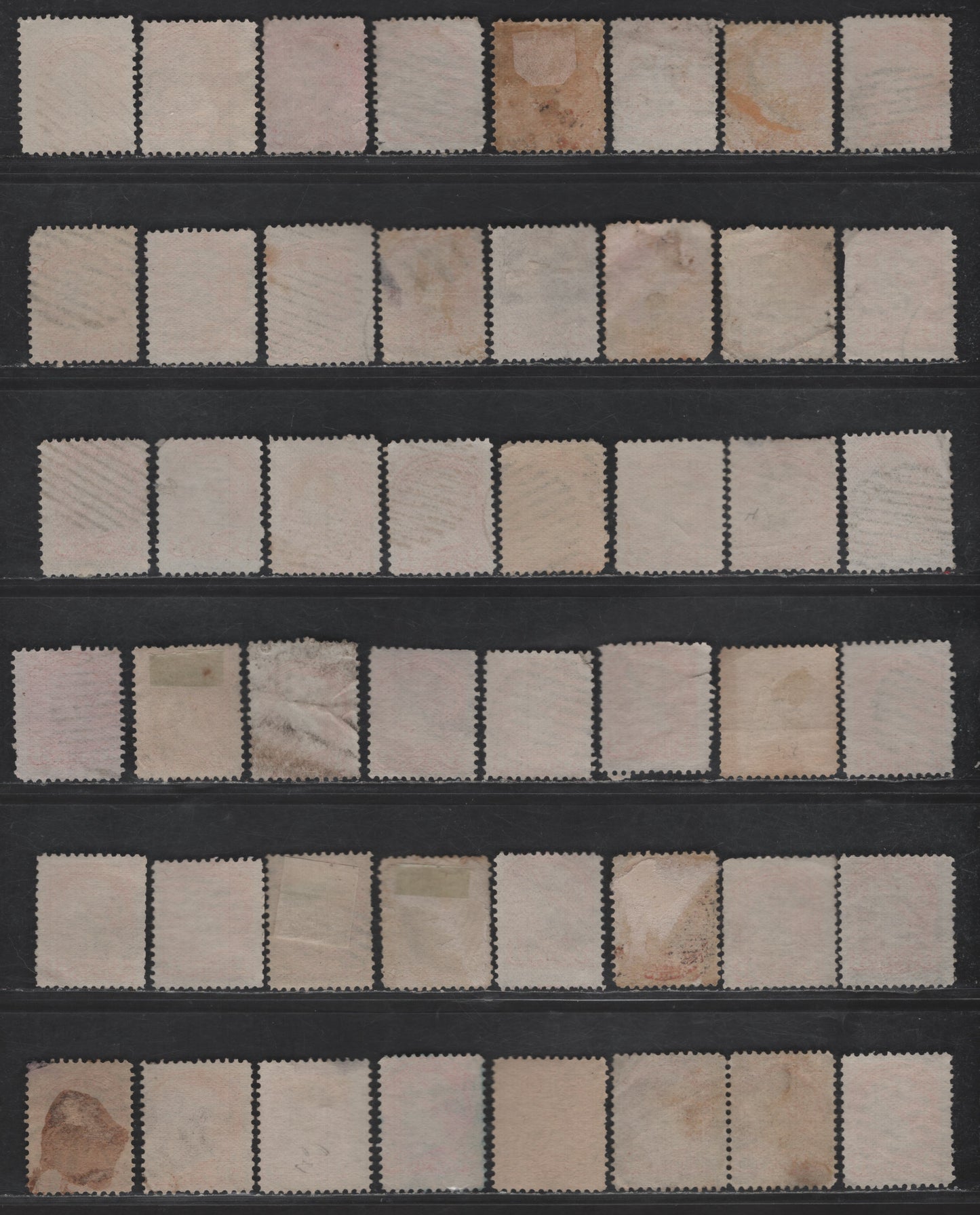 Lot 384 Canada SC#37 3c Red Orange, Bright Red Orange & Orange Queen Victoria, 1870-1893 Small Queen Issue, 60 Ungraded Singles, Mid to Late Montreal Printings, Various Papers, Perf 12, No Pos. Dots