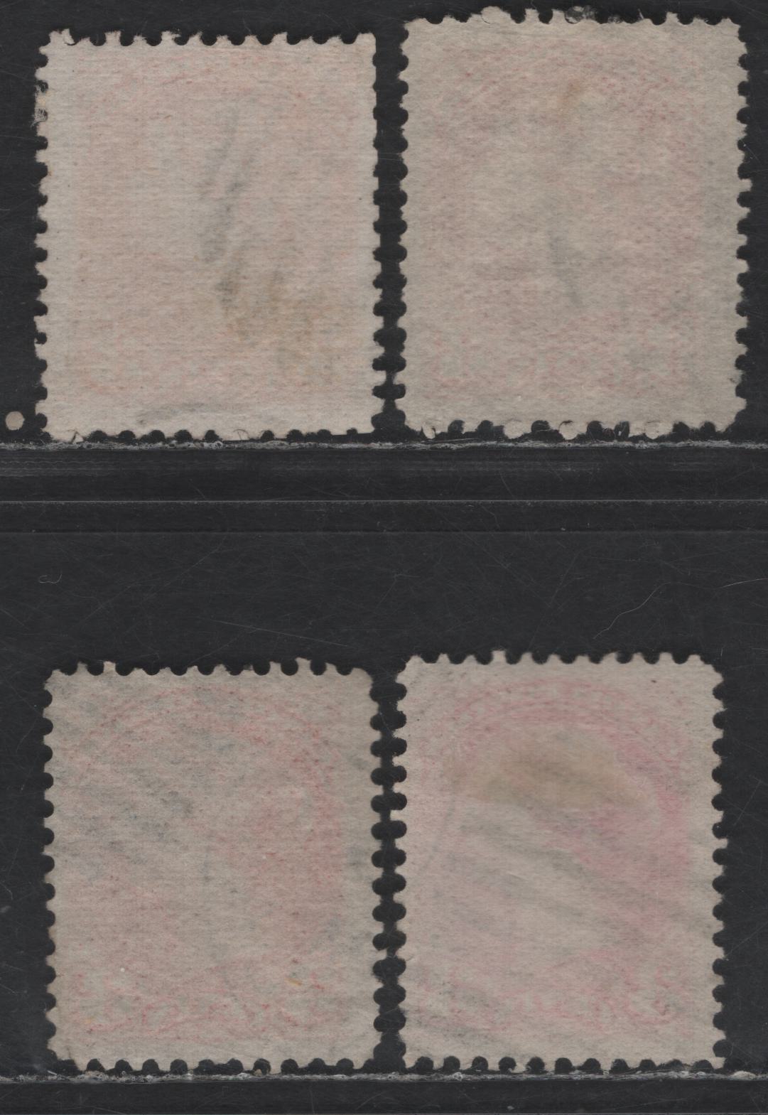 Lot 393 Canada SC#37 3c Dull Reddish Orange, Orange Red Queen Victoria, 1870-1893 Small Queen Issue, 4 Fine Used Singles, Mid to Late Montreal Printings, Paper MM-S & 2O-N, Perf 12, No Pos. Dots