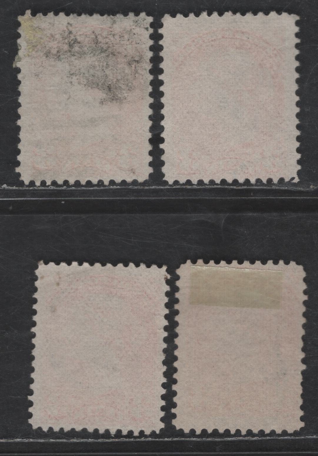 Canada SC#37 3c Bright Orange, Red Orange, Dull Red Orange & Dull Orange Red Queen Victoria, 1870-1893 Small Queen Issue, 4 Fine Used Singles, Mid Montreal Printings, Paper MM-O, Perf 12, No Pos. Dots