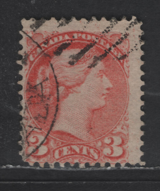 Lot 410 Canada SC#41a 3c Pale Rose Carmine Queen Victoria, 1870-1893 Small Queen Issue, A Fine Used Single, Montreal Gazette Printing, Paper MM-U, Perf 12x12.25