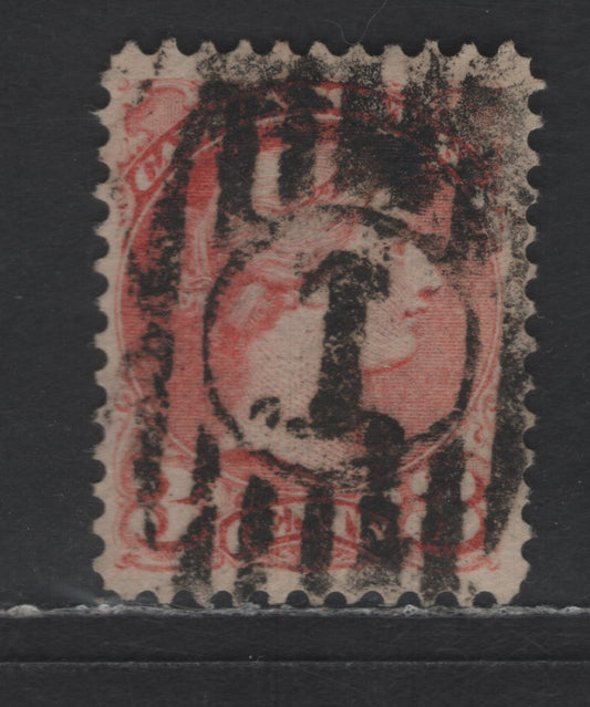 Lot 411 Canada SC#41a 3c Pale Rose Carmine Queen Victoria, 1870-1893 Small Queen Issue, A Very Fine Used Single, Montreal Gazette Printing, Paper MM-U, Perf 12x12.25, Bold Toronto #1 Numeral Duplex Cancel