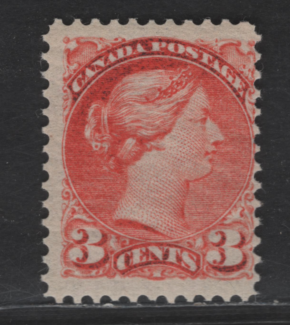 Lot 420 Canada SC#41 3c Deep Vermillion Queen Victoria, 1870-1893 Small Queen Issue, A FNH Single, Montreal Gazette Printing, Paper 2O-C,